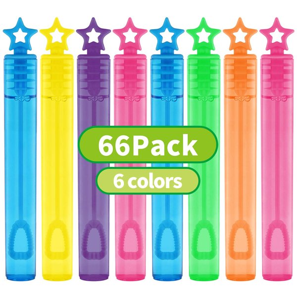 66 Pieces Mini Bubble Wands,Bubble Party Favors Assortment Toys for Kids,Themed Birthday, Halloween, Goodie Bags, Carnival Prizes, Wedding,Outdoor Gifts for Girls & Boys