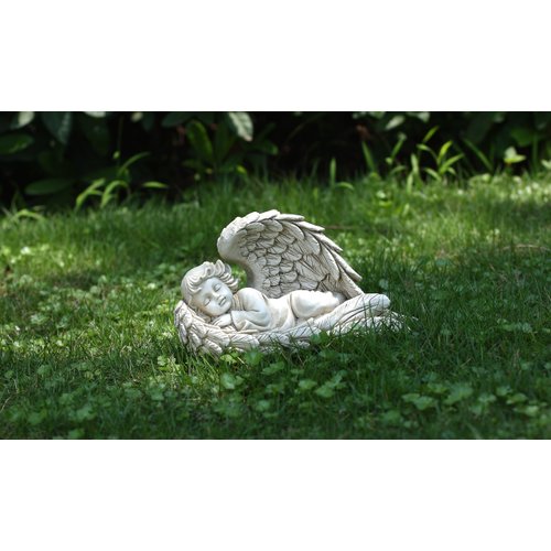 Napco Lying Angel in Wing Garden Statue, 8-1/2-Inch Long