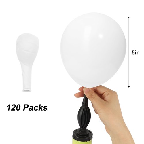 RUBFAC White Balloons, 120pcs 5 Inch Party Latex Balloons, Thicker White Balloons for Birthday Wedding Baby Shower Graduation Anniversary Party Decorations