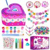 Paint Your Own Jewelry Box & Bracelet Making Kit - Arts and Crafts Painting Kits for Kids Girls Age 6-8, 250 PCS Wooden Beads Jewelry Making Kit Toys Gifts for Christmas Birthday 8-12 Years Old