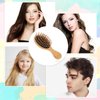 Mini Hair Brush, Portable Bamboo Hair Brush Small Travel Comb Paddle Detangling Hairbrush Scalp Massager Anti-Static Pocket Size Comb Air Cushion Hair Brush for Women Thick Thin Curly Wet Hair