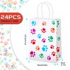 Clabby 24 Pieces Paw Bags Gift Bags Dog Party Favors Puppy Dog Paw Print Treat Bags Paper Dog Goodie Bag for Dog Pet Party Favors 5.9 x 3.1 x 8.3 Inch