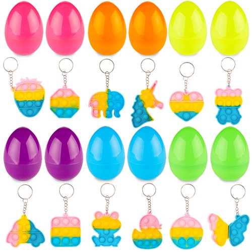PREXTEX 3.5” Plastic Easter Eggs, 12pcs - Pop It/Fidget Toys Stuffers | Gifts for Girls, Boys, Kids, Toddlers | Toys Basket /Fillers | Easter Presents | Stress Relief