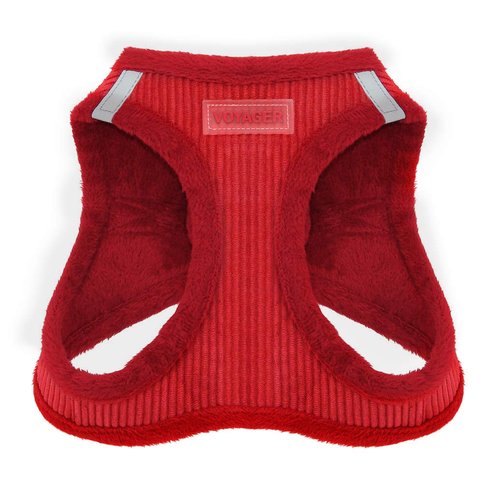 Voyager Step-In Plush Dog Harness – Soft Plush, Step In Vest Harness for Small and Medium Dogs by Best Pet Supplies - Harness (Red Corduroy), XL (Chest: 20.5 - 23")