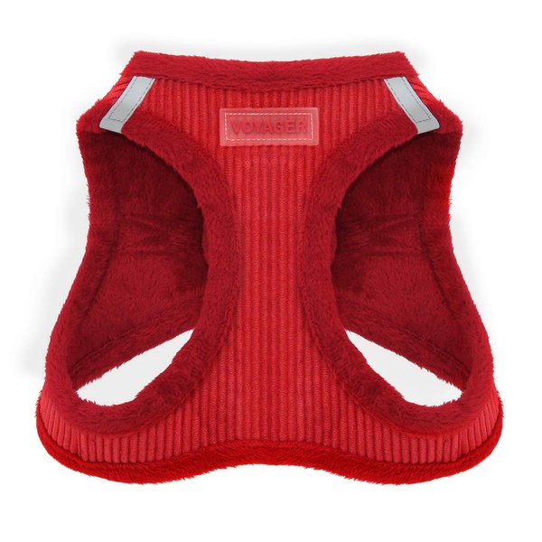 Voyager Step-In Plush Dog Harness – Soft Plush, Step In Vest Harness for Small and Medium Dogs by Best Pet Supplies - Harness (Red Corduroy), XL (Chest: 20.5 - 23")