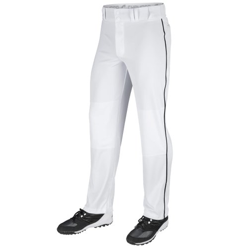 CHAMPRO Unisex-Youth Triple Crown Open Bottom Piped Baseball Pants, White/Black, X-Small