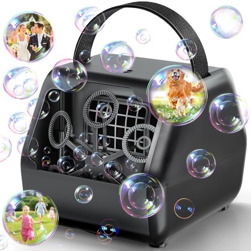 Scuwtocn Bubble Machine Automatic Bubble Blower for Parties - Battery Operated 9000+ Bubbles with 2 Speeds Bubble Maker Bubble Toys for Outdoor Indoor Birthday Party (Black)