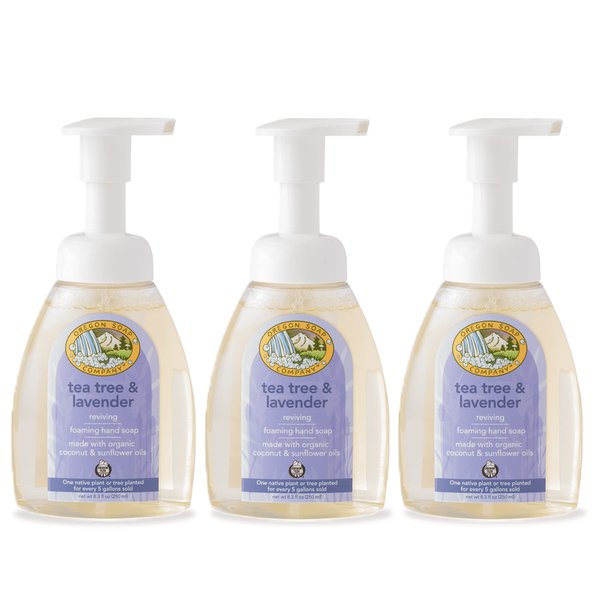 Oregon Soap Company - Foaming Hand Soap, Hand Soap Refills and Self Foaming Liquid Hand Soap, Liquid Hand Soap Bulk for Hand Wash, Tea Tree Lavender, 8.3 Oz, 3 Pack