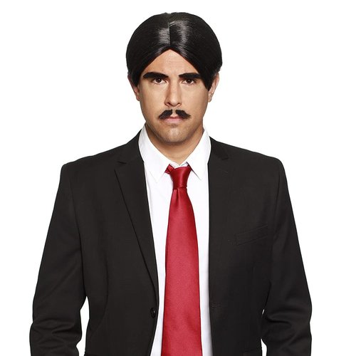 Enigma Costume Wigs Gomez Addams Color Black - Enigma Wigs Eyebrow Mustache Set Cosplay Cartoon Family Adams Straight Creepy Man Monster Dad Bundle MaxWigs Costume Wig Care Guide