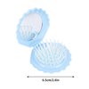 2 Pcs Shell Shape Foldable Mini Brush for Hair,Travel Brushes for Hair With Mirror,Portable Compact Hair Brush,Conch Folding Hair Brush for Women and Purse Must Haves (Blue and Pink)