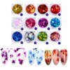 Minejin Nail Art DIY Maple Leaf Sequins Laser Glitters Thin Paillette Flakes Stickers Manicure Tips 12 Boxes