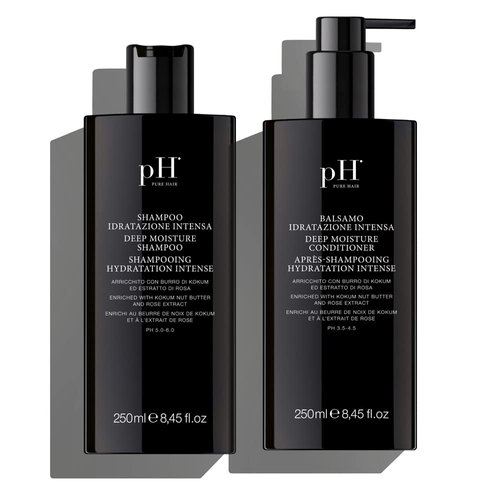 pH Labs Deep Moisture Shampoo & Conditioner Set - Moisturizing Formula For Dry Damaged Hair - Enriched with Kokum Nut Butter and Rose Extract - 8.45 oz (Pack of 2)