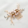SWEETV Gold Bridal Hair Comb-Handmade Wedding Hair Clip Wedding Hair Accessories for Women