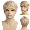 Beweig Mens Wig Short Blonde Wig Short Layered Synthetic Hair for Male Cosplay Anime Halloween Wig