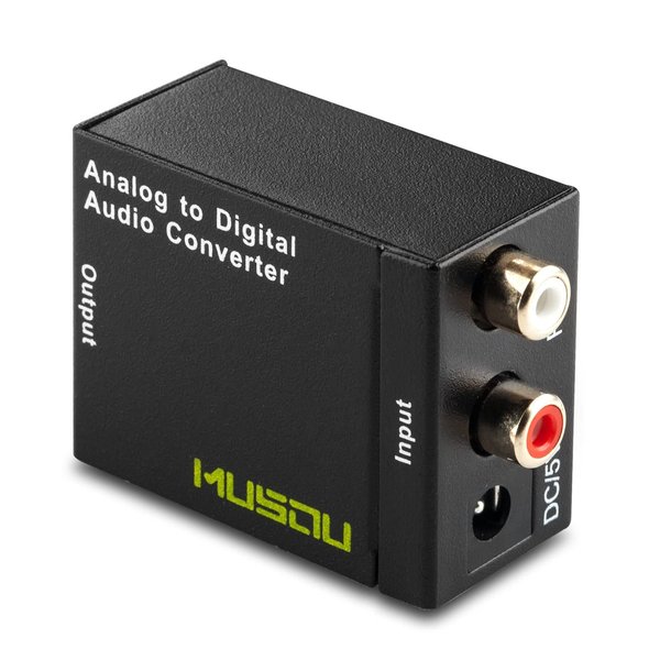 Musou RCA Analog to Digital Optical Toslink Coaxial Audio Converter Adapter with Optical Cable