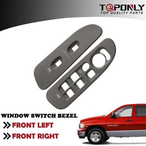 TQPONLY Door Window Switch Bezel,Front Driver and Passenger Side Compatible with 2002-2008 Dodge Ram 1500 2500 3500 Quad Cab,2006-2008 Dodge Ram 1500 2500 3500 Mega Cab Interior Accessories (Taupe)
