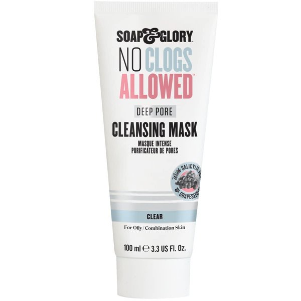 Soap & Glory No Clogs Allowed Deep Pore Cleansing Mask - Self Heating Pore Mask for Dirt & Impurities - Purifying Salicylic Acid, Grapeseed Oil Face Scrub Treatment - Pore Cleanser Face Mask (100ml)
