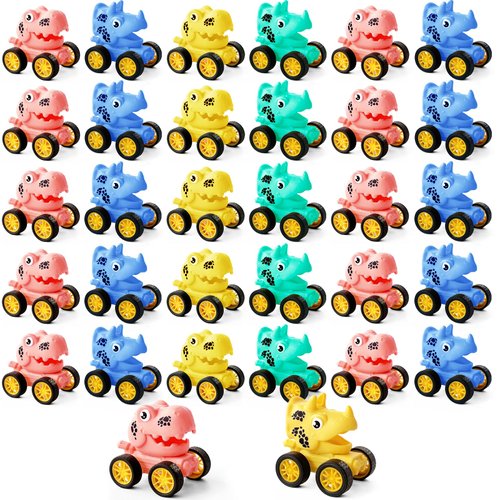 Juuxncgv 32Pcs Dinosaur Pull Back Cars Set for Kids,Bulk Mini Racing Vehicles Toys,Mini Dinosaur Toy Car for Toddlers,Classroom Prizes,Gifts,Party Favors