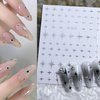 6Sheets Heart Star Nail Art Stickers 3D French Silver Glitter Nail Decals Designer Nail Supplies Metallic Silver Star Love Hearts Nail Designs Sticker for Women DIY Nail Decorations Accessories Crafts