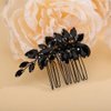 Teyglen Rhinestone Wedding Hair Comb Black Crystal Bridal Hair Piece Black Crystal Bride Wedding Hair Comb Sparkly Rhinestone Headpiece Hair Accessories for Women Girls (Black)