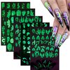 Halloween Nail Art Stickers Glow in The Dark Luminous, Halloween Nail Decals DIY Nail Art Supplies for Halloween Days Luxury Pegatinas para Uñas Women Girls DIY Nail Decorations