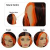 Amnenl Skunk Stripe Wig Long Brown Wavy Wig with Orange Highlight Synthetic Wigs for Women Daily Cosplay Party Halloween Use (28 Inch)
