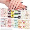 WOKOTO 16 Sheets Flowers Nail Polish Strips Stickers Self-Adhesive Full Nail Wraps for Women Daisy Rose Maple Leaf Flower Nail Stickers for Acrylic Nails with Nail File Stik On Nail Strips for Nails