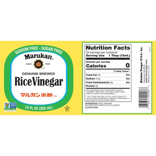 Marukan Genuine Brewed Rice Vinegar, 12 Ounce Glass Bottle (Pack of 1)