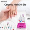 MPNETDEAL Ceramic Nail Drill Bits Set 7Pcs, Durable Less Dust, 3/32 inch for Acrylic Gel Nails Cuticle Manicure, Professional Acrylic Nail File Drill Bit