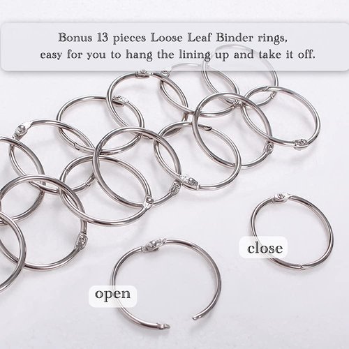 NICETOWN Blackout Curtain Liners for Sheer Curtains, Cold Heat Light Noise Blocking Liners with Rings: Easy to Open & Closed, Thermal Liners for 42" Wide x 84" Long Curtains, 2 PCs, 34" x 80"