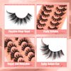 YDAGKH Fox Eye Lashes Fluffy Faux Mink Lashes Manga False Eyelashes Wispy Clear Band Fake Lashes 3D Cat Eye Strips Lashes Dramatic Eyelashes 7 Pairs Pack