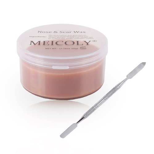 MEICOLY Scar Wax Kit with Spatula,SFX Scar Makeup,Fake Scar Modeling Wax for Realistic Scar,Wound and Cut,Halloween Special Effects Makeup,Fake Nose Putty Stage FX Makeup,Dark,(1.67Oz)