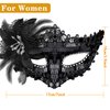 SIQUK Couple Masquerade Masks Sequins Venetian Party Plastic Halloween Costume Rhinestone Mardi Gras Mask for Women and Men, Black