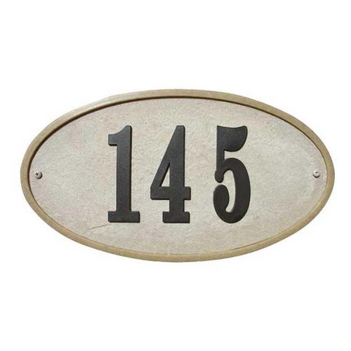 Qualarc RIG-4911 Ridgestone Oval Crushed Stone Address Plaque, Sandstone