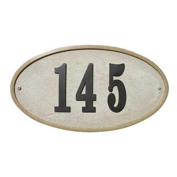 Qualarc RIG-4911 Ridgestone Oval Crushed Stone Address Plaque, Sandstone