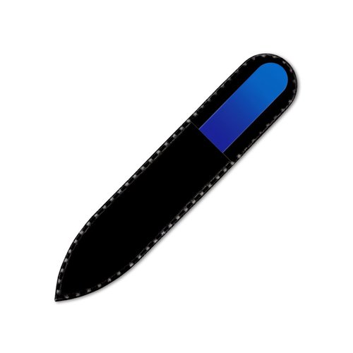 Mont Bleu Rainbow Crystal Nail File in Black Pouch - Small/Purse Size - Czech Tempered Glass - Handmade in Bohemia (Czech Republic)