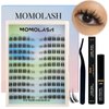 Fluffy Lash Clusters Kit Manga Spike Left&Right Cluster Eyelash Extension 10-16MM 120Pcs DIY Wispy Anime Cat Eye Lashes Kit with Bond and Seal Eyelashes Tweezers Remover Soft&Thin Band, by MomoLash