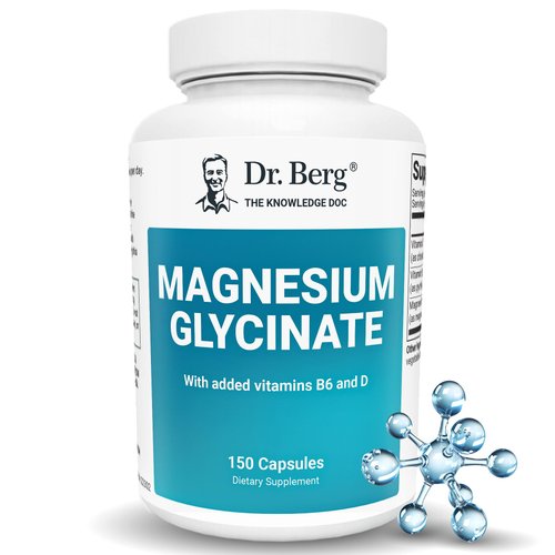 Dr. Berg Magnesium Glycinate 400 mg – Chelated Magnesium Supplement with Vitamin D and B6 for Stress Support, Relaxation, and Good Sleep – 150 Vegetable Capsules High Absorption for Overall Wellness