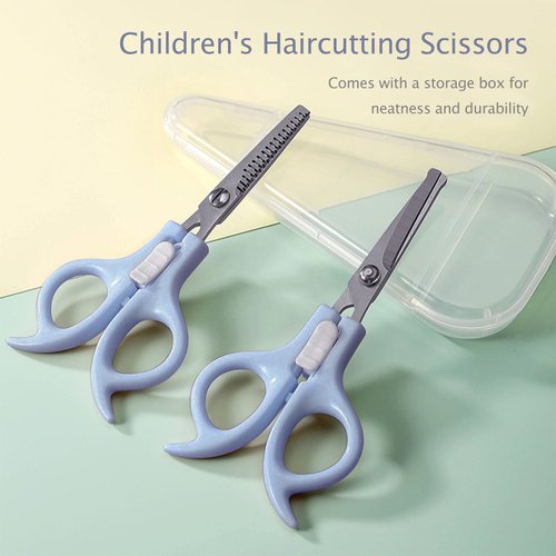 Ergonomic Safety-Lock Hair Scissor Set – Professional Precision Cutting & Thinning Shears with Secure Slide Lock for Children and Adult - Blue