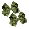 WD2U Girls Set of Two 4" Solid Grosgrain Pigtail Hair Bows Alligator Clips Olive Green