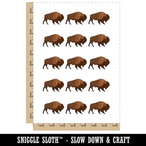 American Buffalo Bison Solid Temporary Tattoo Water Resistant Fake Body Art Set Collection - 15 2" Tattoos (1 Sheet)