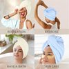 MaopaoBeauty Microfiber Hair Towel Wrap with Double Buttons to Dry All Wet Hair Style Quickly 2Pack Long Hair Head Turban Wraps with Pineapple Plaid Design(Beige&Blue)