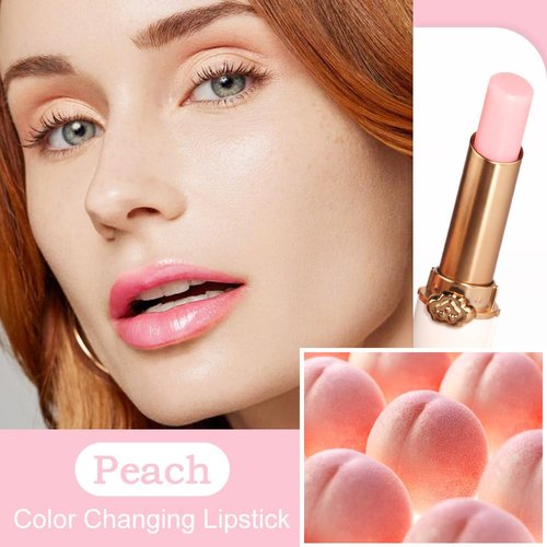 Kaely 2Pcs Peach Tinted Lip Balm,PH Color Changing Lipstick,Light Pink Lip Gloss for Women Makeup,Korean Lip Tint Stain,Magic Lipstick Long Lasting Waterproof,labiales magicos 24 horas originales