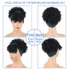 Aisaide Headband Wigs for Black Women Scarf Wigs Black Wig with Bangs Wig Turban Natural Wig Headbands Wigs for Black Women Kinky Curly Hair Wigs Short Black Wigs with Bangs Head Wrap Wigs 2 in 1