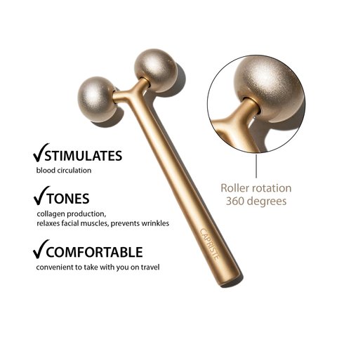 CAPRISTE Premium Face Sculptor Metal Facial Massager Anti-Wrinkle Face, Neck, & Décolleté Roller | Reduces Swelling, Boosts Collagen, Face Roller for Wrinkles and Lifting Skin Tightening Device