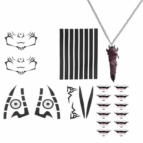 Ryomen Sukuna Tattoo Anime Itadori Yuji Cosplay Tattoo Temporary Tattoos Body Tattoos Face Wrist Stickers Props Accessory (tattoo+necklace)