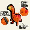 Tater's Choice Dinosaur Squeaky Dog Toy, Strong Stitching, Interactive Play, Medium (Orange)