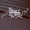 JIALWSJWAN Bridal Hair Comb Clip Pin Rhinestone Pearl Wedding Hair Accessories for Engagements, Christenings, Parties, and Proms，Silver