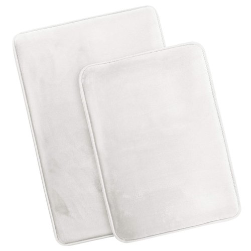 Clara Clark 2 Piece Bathroom Rugs Bath Mat Set, Velvet Memory Foam Bath Mats for Bathroom - Non-Slip, PVC Backing Bath Rugs, Washable Bathroom Rug Mats - Dries Quickly, Bathroom Rug Set - White