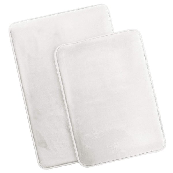 Clara Clark 2 Piece Bathroom Rugs Bath Mat Set, Velvet Memory Foam Bath Mats for Bathroom - Non-Slip, PVC Backing Bath Rugs, Washable Bathroom Rug Mats - Dries Quickly, Bathroom Rug Set - White